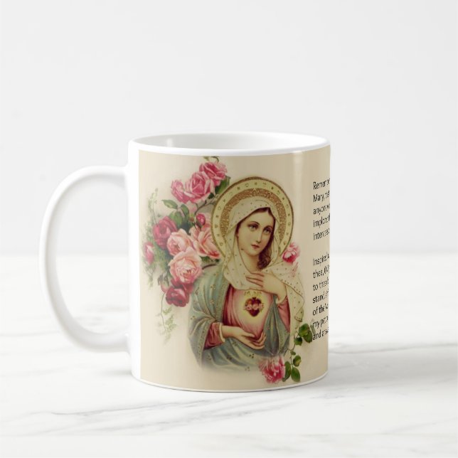 Välsignad jungfrulig Mary roMemorare bön Kaffemugg (Vänster)