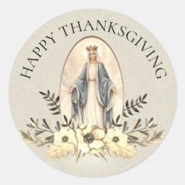 Välsignad jungfrulig Mary thanksgivingblommigt Runt Klistermärke