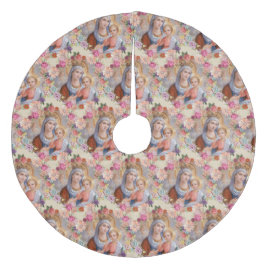 Välsignad jungfrulig religiösa för Mary babyJesus Julgransmatta Fleece