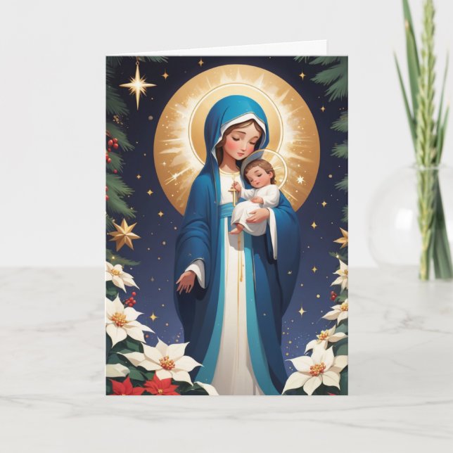 Välsignad Junggin Mary Traditionell katolik Helgkort (Framsida)