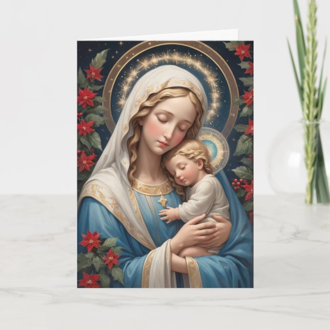 Välsignad Junggin Mary Traditionell katolik Helgkort (Framsida)