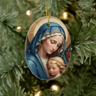 Välsignad Junggin Mary Traditionell katolik Julgransprydnad Keramik