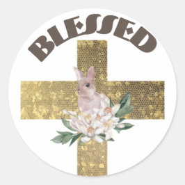 Välsignad klassisk, rund dekal runt klistermärke