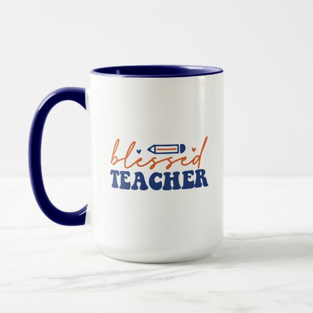 Välsignad Lärare Wordart Mugg (Vänster)