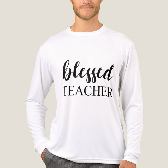 Välsignad lärartypografi t shirt (Framsida)