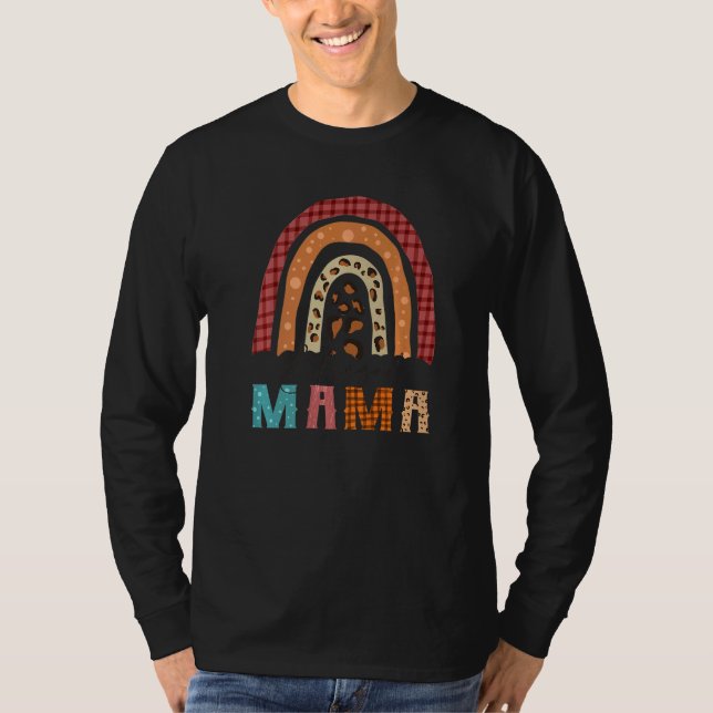 VÄLSIGNAD MAMA Leopard Regnbåge Höst Randig Söt Hö T Shirt (Framsida)