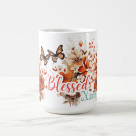 Välsignad Mamma Blommig Fjäril Kaffemugg
