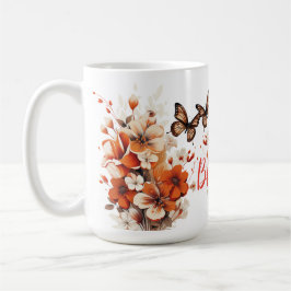 Välsignad Mamma Blommig Fjäril  Kaffemugg