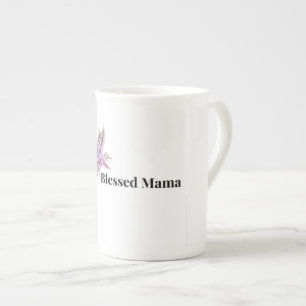 Välsignad Mamma Blommig Kaffemugg Benporslin Mugg