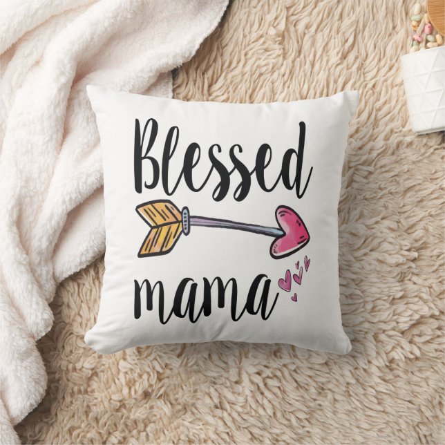 Välsignad Mamma Hjärtpil Boho-Gåva till Mamma Kudde (Filt)
