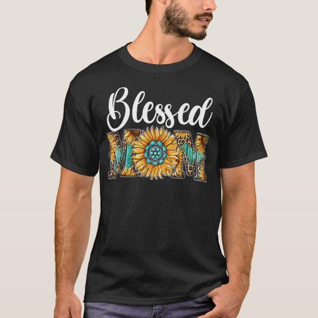 Välsignad mamma solros ädelsten västerländsk ko lä t shirt (Framsida)