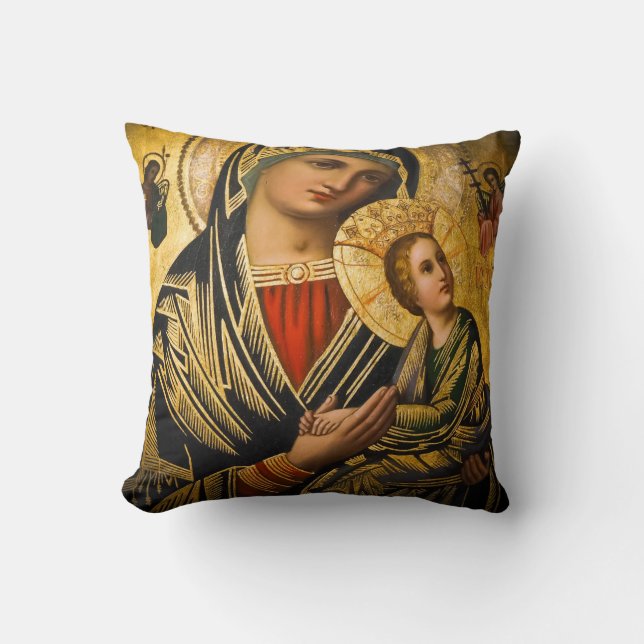 Välsignad Mary och Jesus Child Kudde (Framsida)
