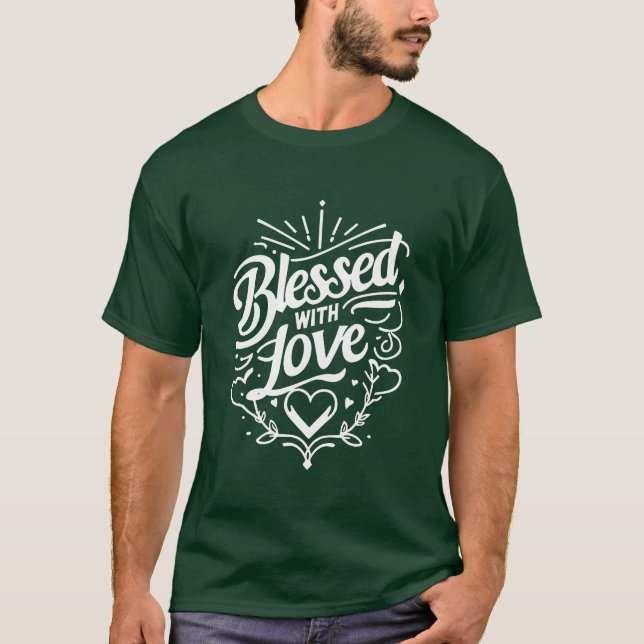 Välsignad med kärlek retro t shirt (Framsida)