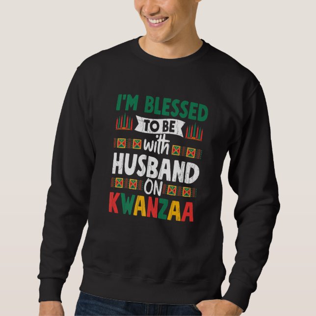 Välsignad med Make på Kwanzaa Roligt i Afrika Lång Ärmad Tröja (Framsida)