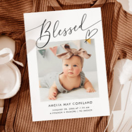 Välsignad, minimalistisk hjärt-Baby-foto-fågel Meddelande
