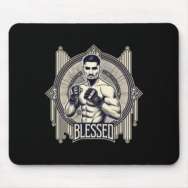 Välsignad Mma Bjj Kickboxing Muay Thai Boxing Cage Musmatta (Framsidan)