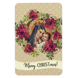 Välsignad Mor Baby Jesus Julkrutans Blommigt Magnet