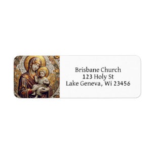 Välsignad Mor Mary och Baby Jesus Jul Returadress Etikett
