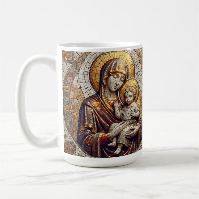 Välsignad Mor Mary och Baby Jesus | Religoius Kaffemugg (Vänster)
