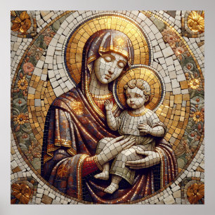 Välsignad Mor Mary och Baby Jesus Religoius Poster
