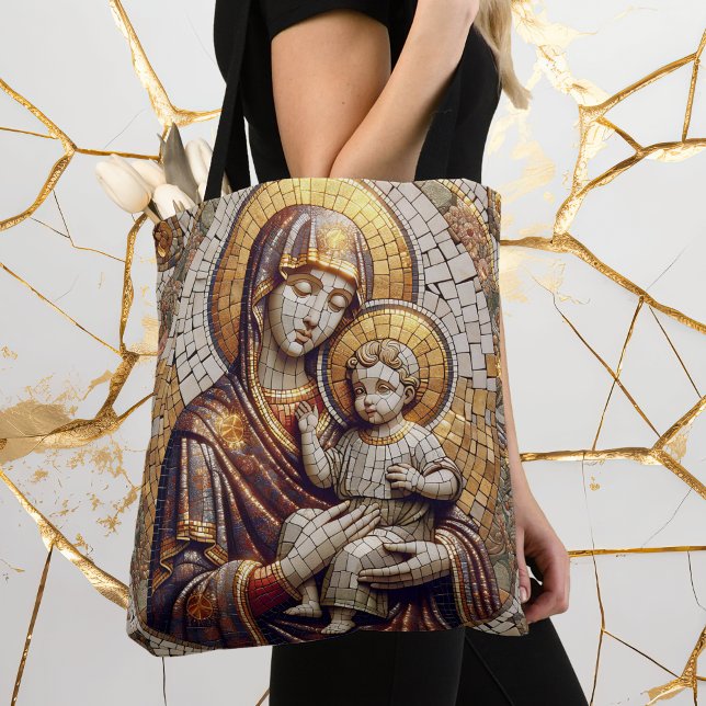 Välsignad Mor Mary och Baby Jesus | Religoius Tygkasse (Skapare uppladdad)