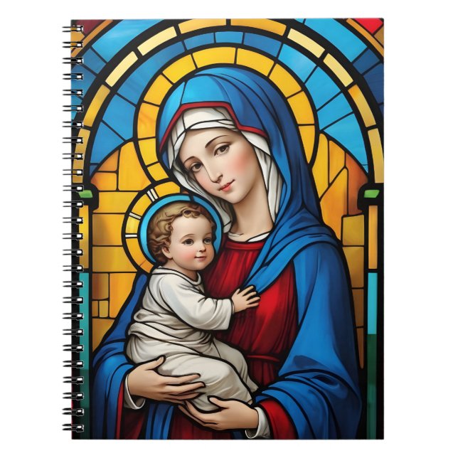 Välsignad Mor Mary och Baby Jesus - Virgin Mary Anteckningsbok (Framsidan)