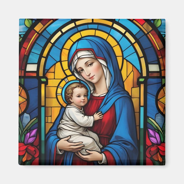 Välsignad Mor Mary och Baby Jesus - Virgin Mary Magnet (Framsidan)
