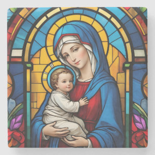 Välsignad Mor Mary och Baby Jesus - Virgin Mary Stenunderlägg