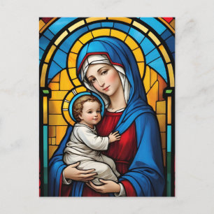 Välsignad Mor Mary och Baby Jesus - Virgin Mary Vykort