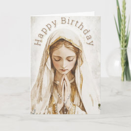 Välsignad Mor Mary Praying med Rosary Tack Kort