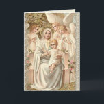 Välsignad Mor med Baby Jesus Änglar Kort<br><div class="desc">Vackert vintage bild från den välsignade Jungfru Mary som höll hennes son Jesus. Ett snöre omger bilden.</div>