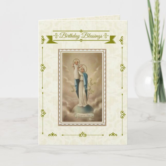 Välsignad Mor med Baby Jesus födelsedagsvälsignels Kort (Framsida)