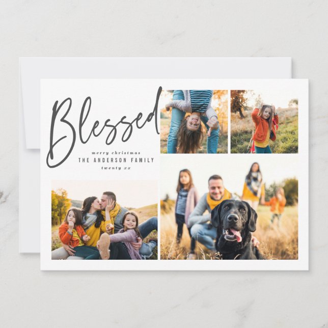Välsignad multi foto elegant kalligrafi julkort (Framsida)