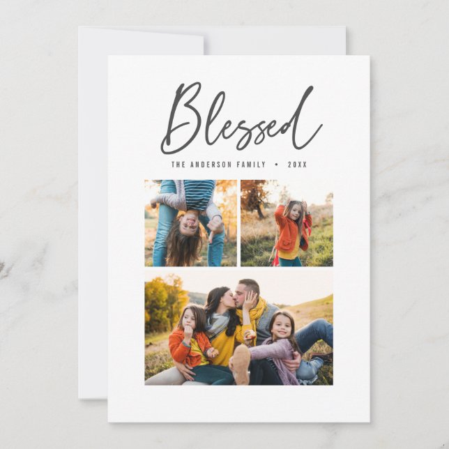 Välsignad multi foto elegant kalligrafi julkort (Framsida)