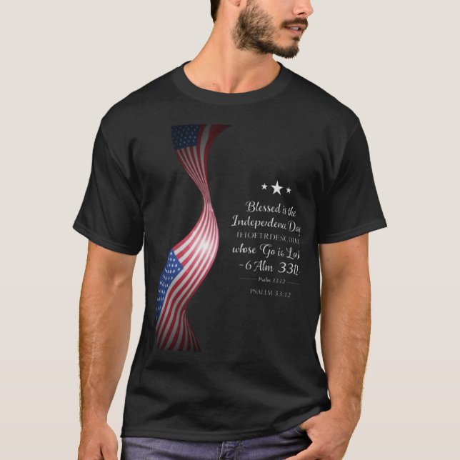 Välsignad nation – kristallklar 4 juli  t shirt (Framsida)