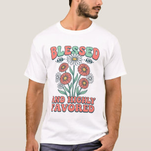 Välsignad och högt favoriserad blomster vintage de t shirt