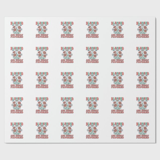 Välsignad och högt gynnad blomster vintage design_ presentpapper (Platt)