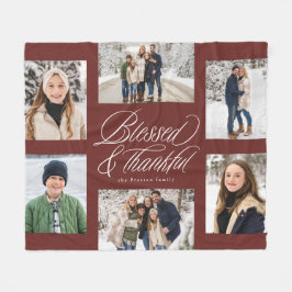 Välsignad och tacksam 6 fotokollage fleecefilt