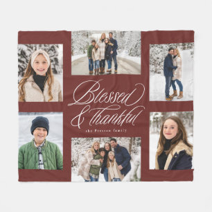 Välsignad och tacksam 6 fotokollage fleecefilt