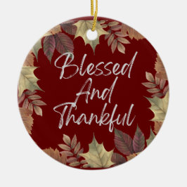 Välsignad och tacksam julgransprydnad keramik