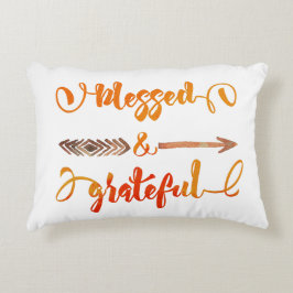välsignad och tacksam tacksgiving prydnadskudde