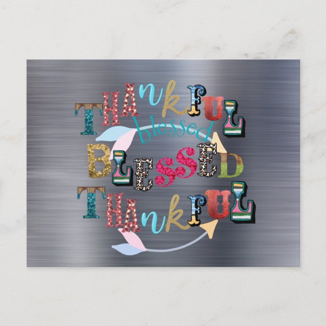 Välsignad och tacksam vykort (Framsida)