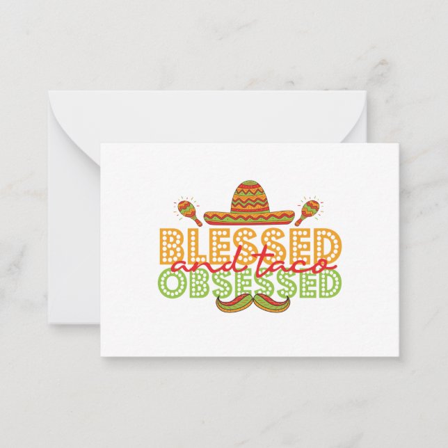 Välsignad och Taco Besatt Rolig Cinco De Mayo Pres Anteckningskort (Framsida)