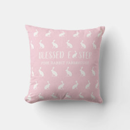 Välsignad Påsk. Girly Rosa Farmhouse Påsk Gift Kudde