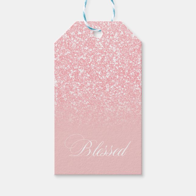 Välsignad Rosa Glitter Färg F3C0C0 Lägg till ditt  Presentetikett (Framsidan)