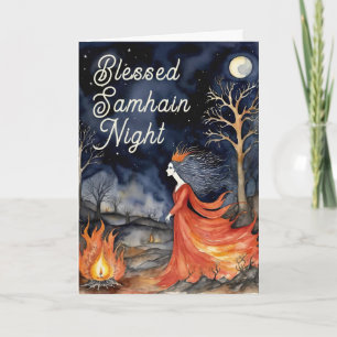 Välsignad Samhain Natt Halloween Fire Queen Kort