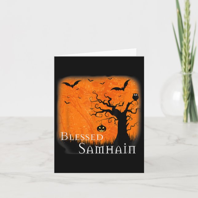 Välsignad samhain Wiccan Celtic Pagan Halloween Wi Kort (Framsida)