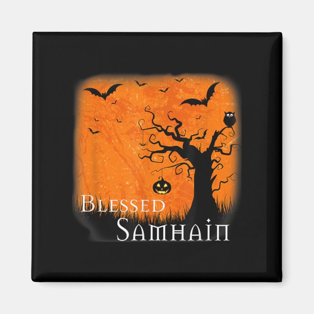 Välsignad samhain Wiccan Celtic Pagan Halloween Wi Magnet (Framsidan)