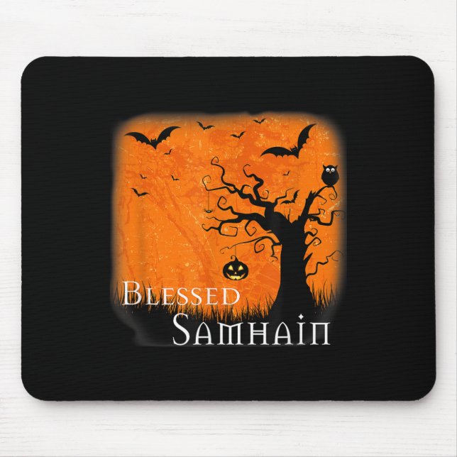 Välsignad samhain Wiccan Celtic Pagan Halloween Wi Musmatta (Framsidan)