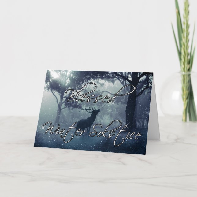 Välsignad Vinter Solstånd Skogshjort Helgkort (Framsida)